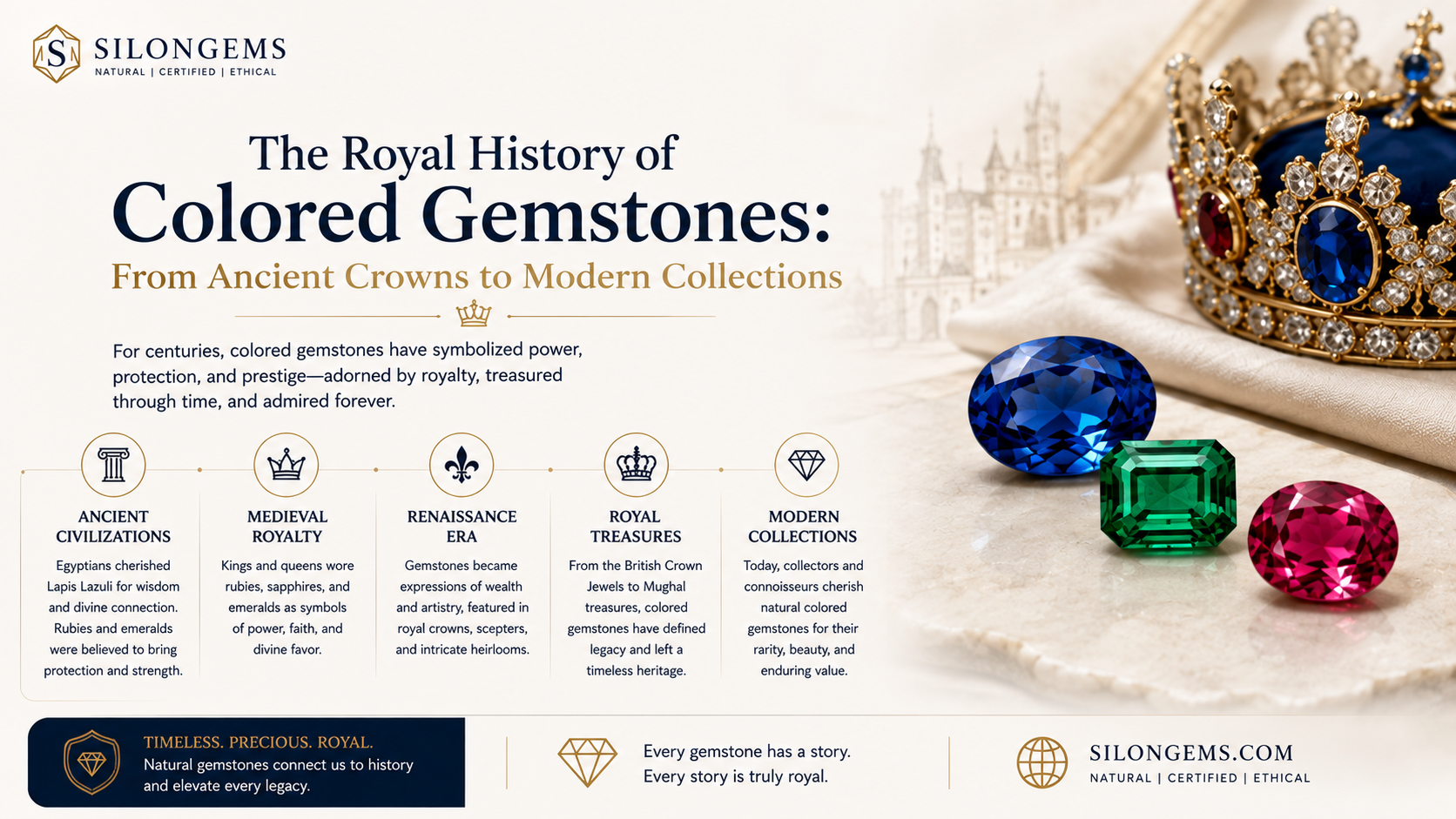 The Royal History of Colored Gemstones: From Ancient Crowns to Modern Collections