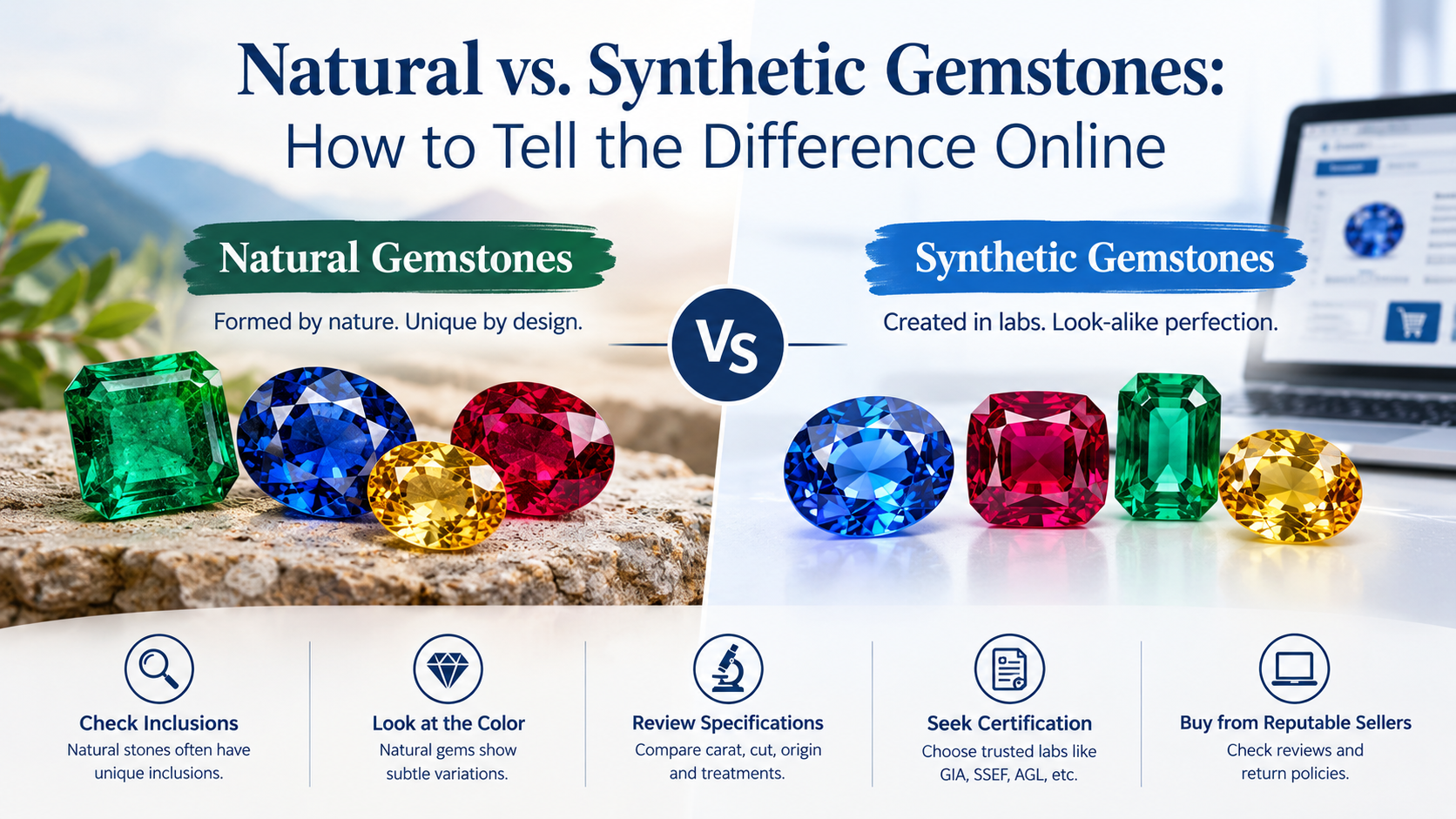Natural vs. Synthetic Gemstones: How to Tell the Difference Online