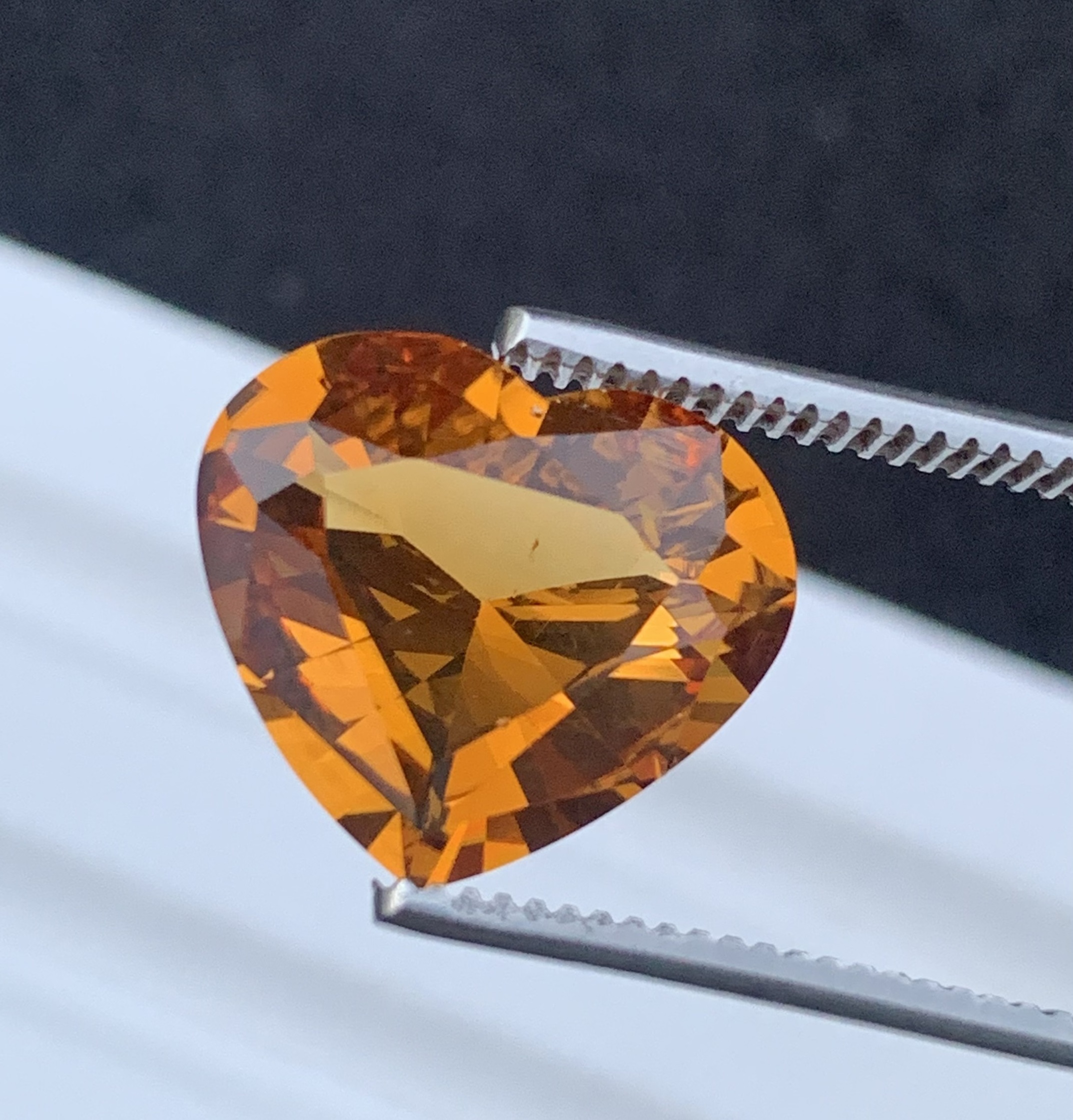 Natural mandarin-citrine Heart Cut Gemstone