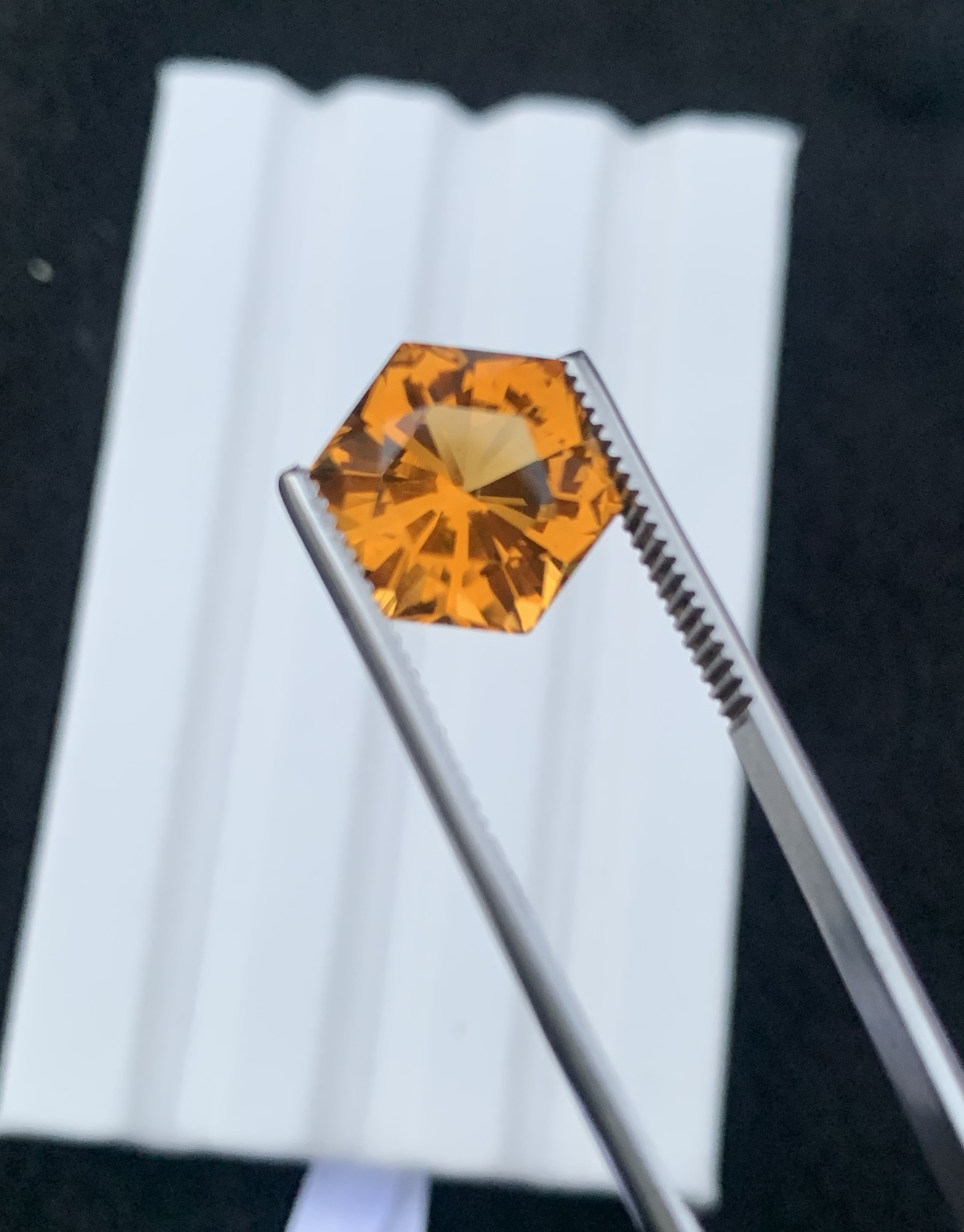 Natural mandarin-citrine Hexagon Cut Gemstone