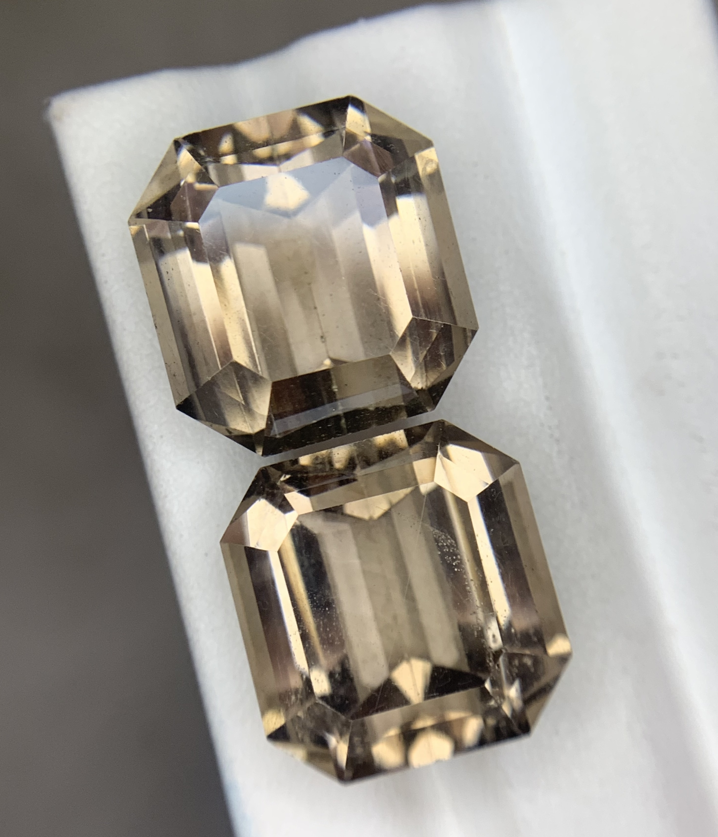 Natural Smoky Quartz Emerald Cut Gemstone Pair